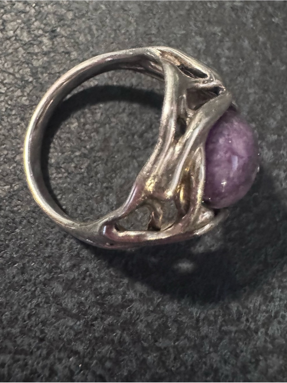 Sterling Silver Purple Cabochon Artisanal Ring size 8 - Picture 3 of 7